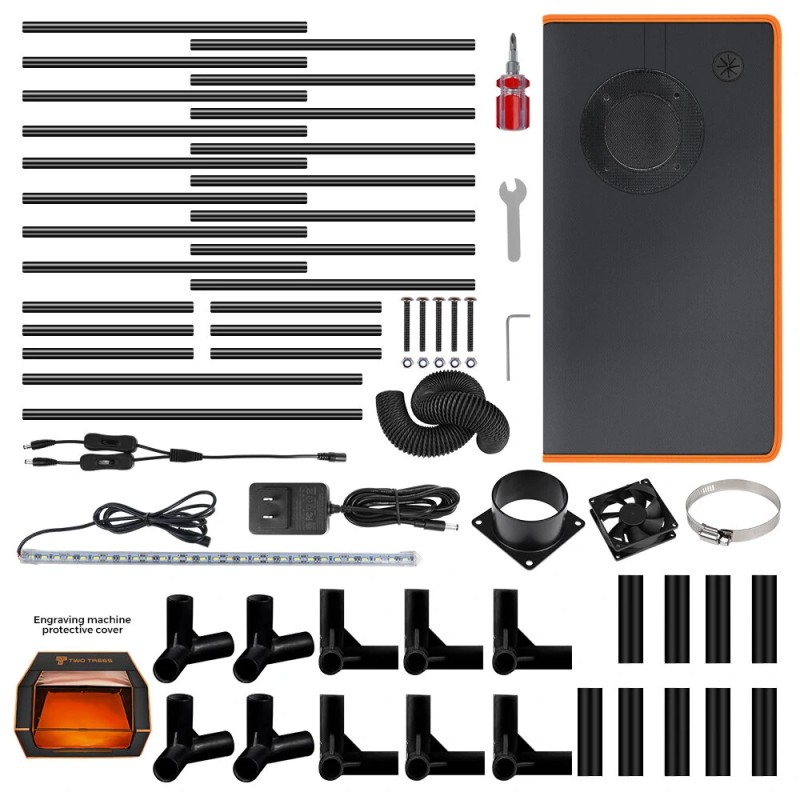 TWOTREES palonkestävä laserkaiverruksen suojakotelo silmäsuojaus 780x720x460 mm pölytiivis ilmanpuhallin