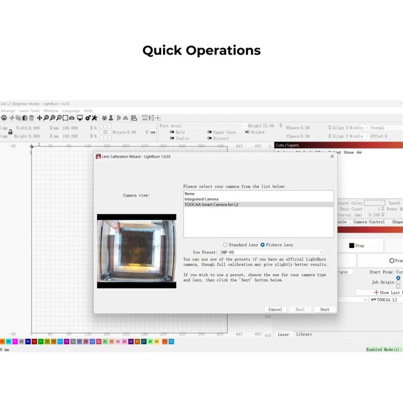 TOOCAA L2 älykamera viisi miljoonaa pikseliä korkea resoluutio metallikuori tarkka paikannus laserleikkurille