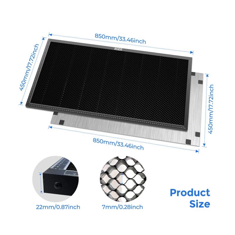 Hunajakennotyöpaneeli iKier 850×450 mm täysmetallinen suojapaneeli laserkaiverruksiin