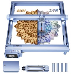 Tehokas iKier K1 Pro Max 48W/24W vaihdettavalla teholla kaiverrus- ja laserleikkuri 4,3 tuuman kosketusnäytöllä