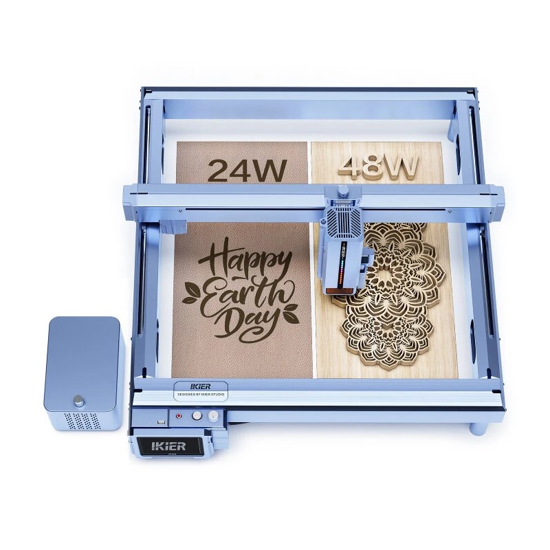 Tehokas iKier K1 Pro Max 48W/24W vaihdettavalla teholla kaiverrus- ja laserleikkuri 4,3 tuuman kosketusnäytöllä
