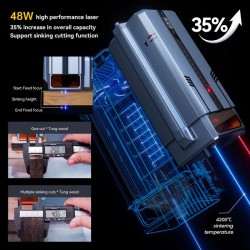 Tehokas iKier K1 Pro Max 48W/24W vaihdettavalla teholla kaiverrus- ja laserleikkuri 4,3 tuuman kosketusnäytöllä