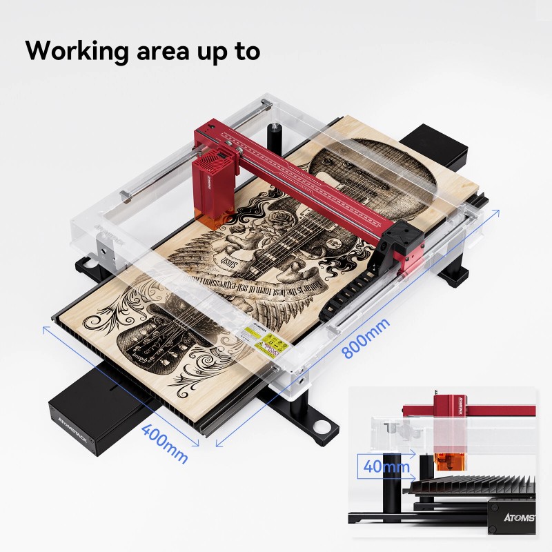 ATOMSTACK R5 automaattinen kuljetinsyötin 800×400 mm suuri työalue A6–A48 Pro- ja Ultra-yhteensopiva