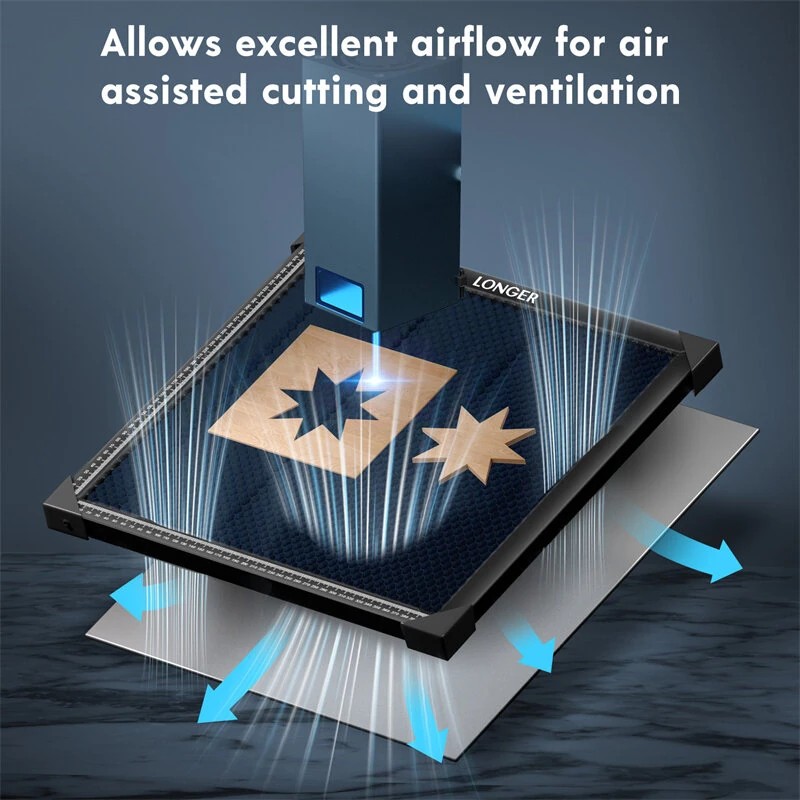 LONGER 440x440 mm hunajakennolevy työpöytä korkealaatuinen teräslevy laserkaiverrin lisäosa puulle akryylille