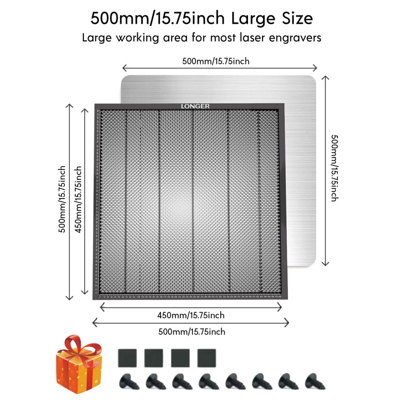 LONGER hunajakennopaneelisarja 500×500 mm erittäin luja teräs työpöytä laserille puun ja akryylin leikkaukseen