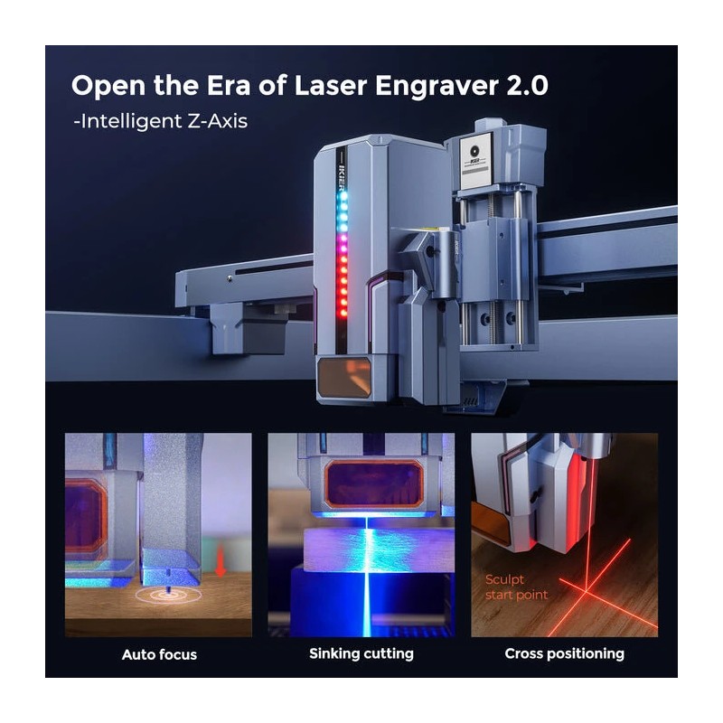 Tehokas iKier K1 Pro 24 watin laserkaiverruskone 4,3 tuuman kosketusnäytöllä moottoroitu Z-akseli