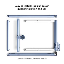 Laajennettu työalue iKier Y-akselin jatkosarja K1-sarjalle 750x410 mm