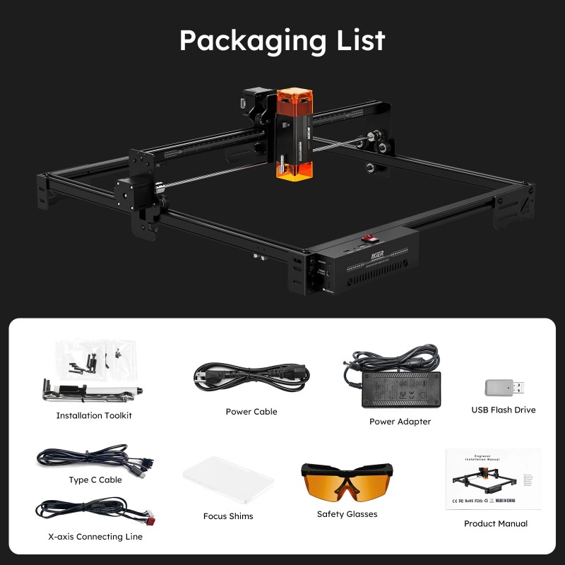 Monipuolinen iKier X10 Pro 10W laserkaiverruskone gen2 pistepuristustekniikalla puu metalli