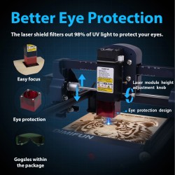 DIMIFUN D9 A25 2,5W laserkaiverruskone 445 nm pistekoko 0,06 mm työalue 130×130 mm