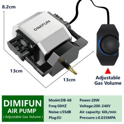 DIMIFUN DB-68 28-wattinen ilmapumppu laserkaivertajalle säädettävä ilmavirta hiljainen magneettinen jousitus korkeapaineinen