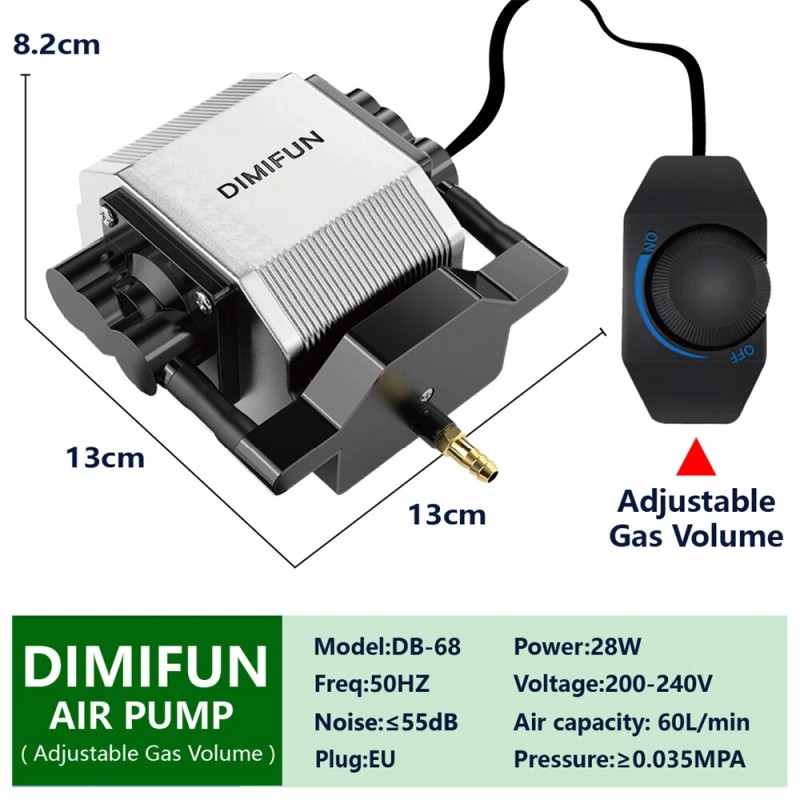 DIMIFUN DB-68 28-wattinen ilmapumppu laserkaivertajalle säädettävä ilmavirta hiljainen magneettinen jousitus korkeapaineinen