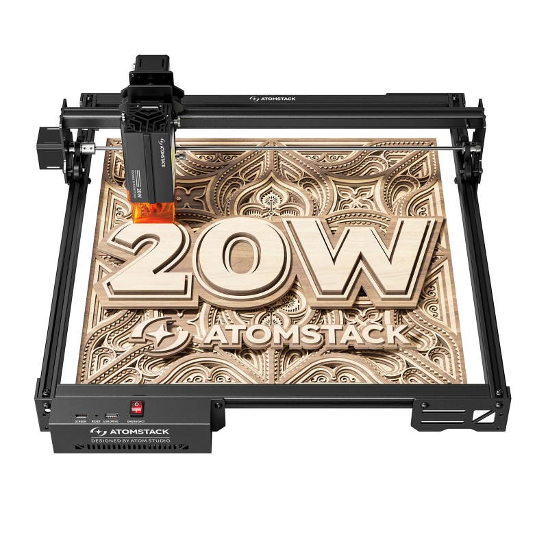 AtomStack päivitetty A20 PRO V2 20W laserkaiverrus ja leikkuri 400 x 365 mm alue