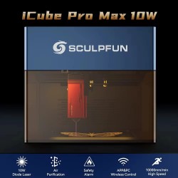 Sculpfun iCube Pro Max 10W kannettava laserkaiverrin savusuodattimella lämpöhälytys 120x120 mm kaiverrusalue