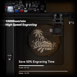 Sculpfun iCube Pro Max 10W kannettava laserkaiverrin savusuodattimella lämpöhälytys 120x120 mm kaiverrusalue