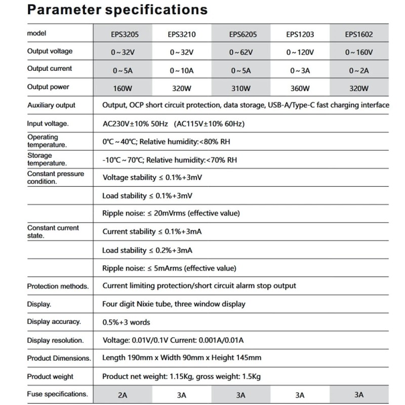 WANPTEK säädelty virtalähde EPS1602 0–160V 0–2A digitaalinen näyttö monitoiminen suojaus vakaa suorituskyky