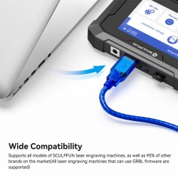 SCULPFUN S30 Pro 10W laserkaiverrin leikkuri ilma-avusteella pyörivärulla 3,5 tuuman kosketusnäyttö