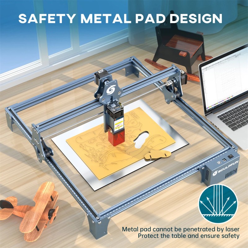 SCULPFUN S9 Pro 10W laserkaiverruskone tarkka 400x410 mm täysmetallinen nopea asennus