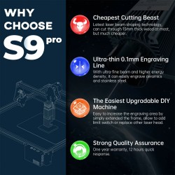 SCULPFUN S9 Pro 10W laserkaiverruskone tarkka 400x410 mm täysmetallinen nopea asennus