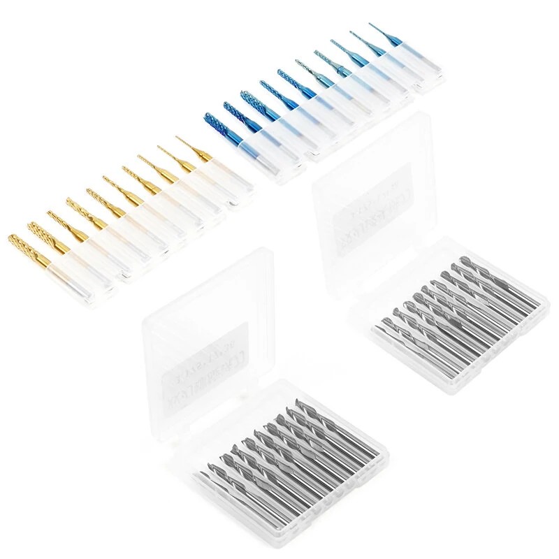 TWO TREES 4 tyyppiä 40 kpl kovametallijyrsimiä 3,175 mm varrella CNC-kaiverrukseen