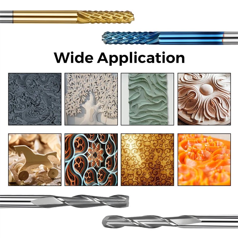 TWO TREES 4 tyyppiä 40 kpl kovametallijyrsimiä 3,175 mm varrella CNC-kaiverrukseen