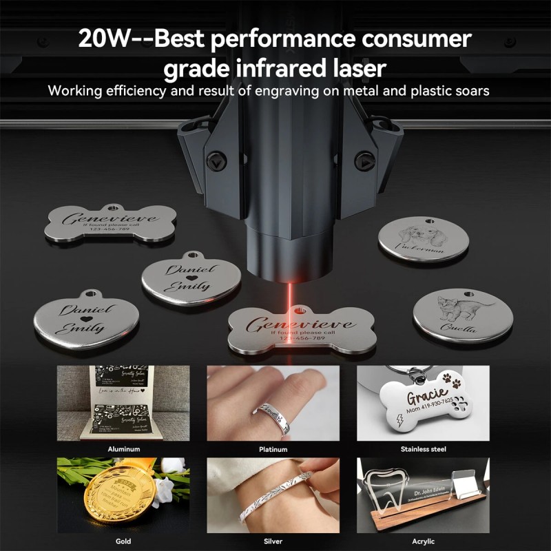 Atomstack A20 1064nm 20W infrapunalaserkaiverrin metallille ja leikkaukseen