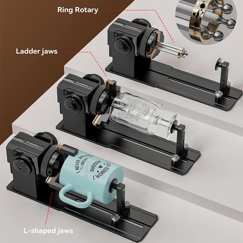 ATOMSTACK R1 y-akselinen kiertoistukka laserkaiverrimeen säädettävä 360-asteinen korkeantarkkuinen