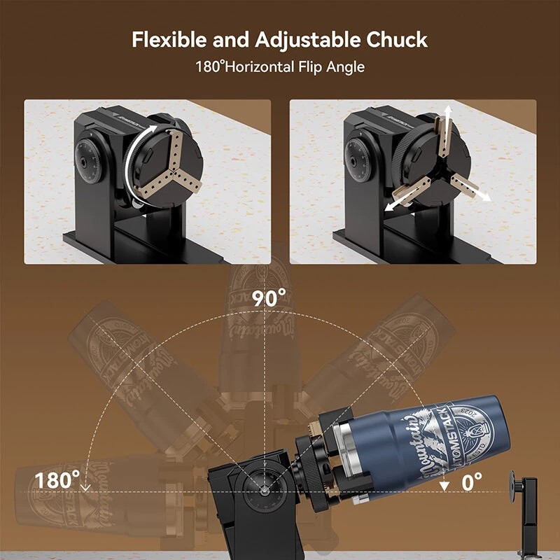ATOMSTACK R1 y-akselinen kiertoistukka laserkaiverrimeen säädettävä 360-asteinen korkeantarkkuinen