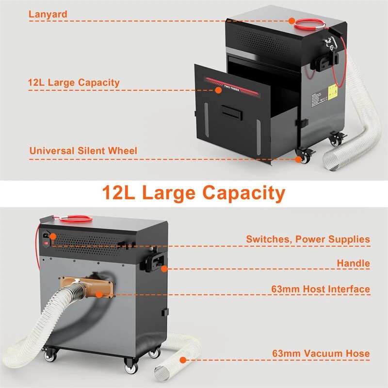 TWO TREES veistoskoneen imuri 1200 W 12 l 6-suodatinjärjestelmä hiljainen korkea imuteho teollisuuskäyttöön