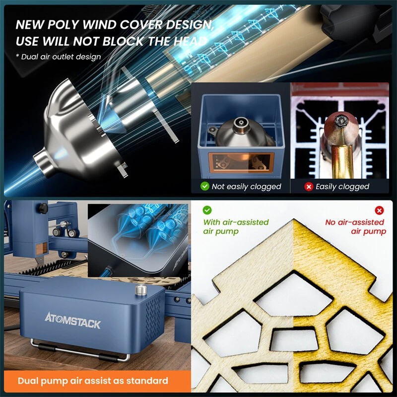 ATOMSTACK Maker A30 PRO 160W laserkaiverrus ja leikkauskone 33W teho 410x400 mm työalue