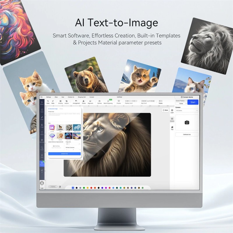 AtomStack Swift 12W kannettava laserkaiverrin käsittelyalue 300x300 mm puu metalli akryyli