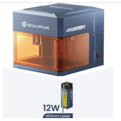 SCULPFUN iCube Ultra 12W pöytälaserkaiverrin täysin suljettu savusuodattimella 150x150 mm työalue automaattitarkennus