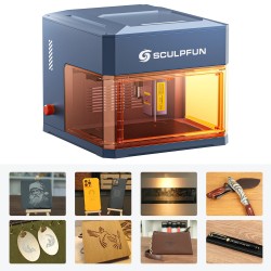 SCULPFUN iCube Ultra 12W pöytälaserkaiverrin täysin suljettu savusuodattimella 150x150 mm työalue automaattitarkennus