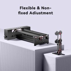 Pidempi 360° pyörivä rullasarja säädettävällä korkeudella sylinteriesineille ja laajennetuille levykaiverruksille