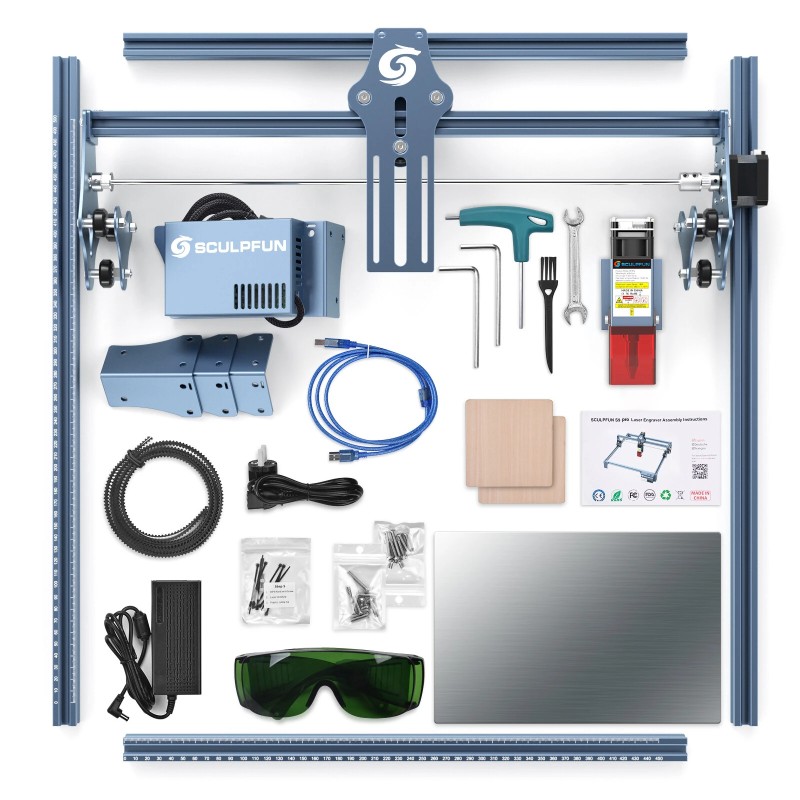 SCULPFUN S9 Pro 10W laserkaiverruskone TS1-kosketusnäytöllä ja RA Pro Max nelitoimintoisella Y-akselin rullamoduulilla