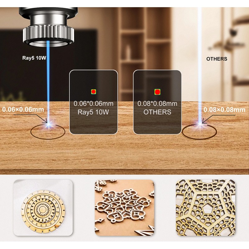 LONGER RAY5 10W laserkaiverrin 400x400 mm kosketusnäytöllä 0,06x0,06 mm laserpiste Wi‑Fi