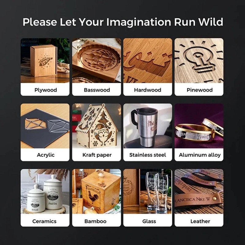 LONGER RAY5 10W laserkaiverrin 400x400 mm kosketusnäytöllä 0,06x0,06 mm laserpiste Wi‑Fi