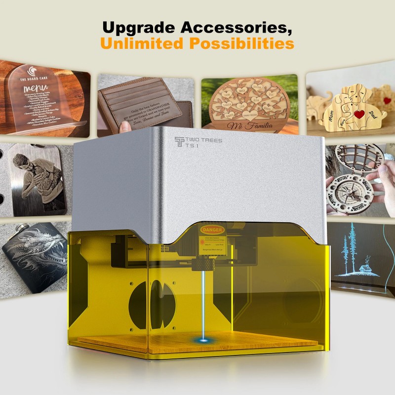 TWO TREES TS1 minilaserkaiverruskone 3-wattinen 80×80mm pöytäkaiverrin LightBurn-yhteensopiva