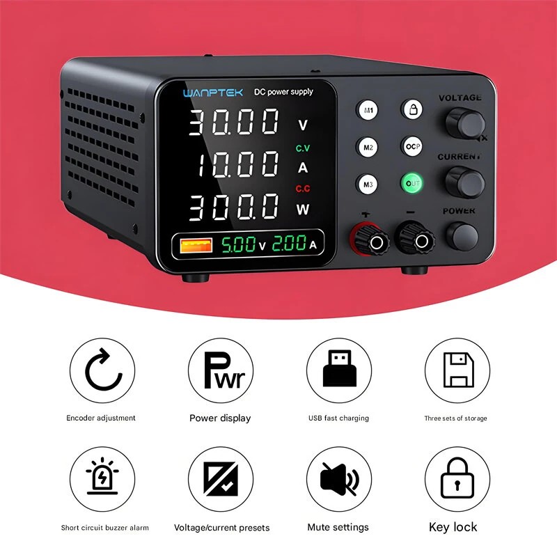 WANPTEK TPS-C1203 säädettävä tasavirtalähde 0–120V 0–3A 360W digitaalinen näyttö USB-pikalataus
