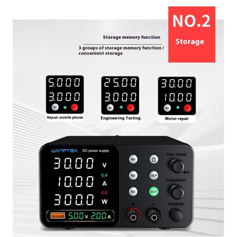 WANPTEK TPS-C1203 säädettävä tasavirtalähde 0–120V 0–3A 360W digitaalinen näyttö USB-pikalataus