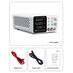 WAMPTEK säädettävä tasavirtalähde TPS-C3010 0–30V 0–10A 300W USB-pikalataus ylivirtasuojaus