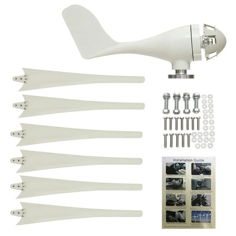 Kotitalouskäyttöön 800 W huippoteho 6-lapainen vaakasuuntainen tuuliturbiini 12/24/48 V