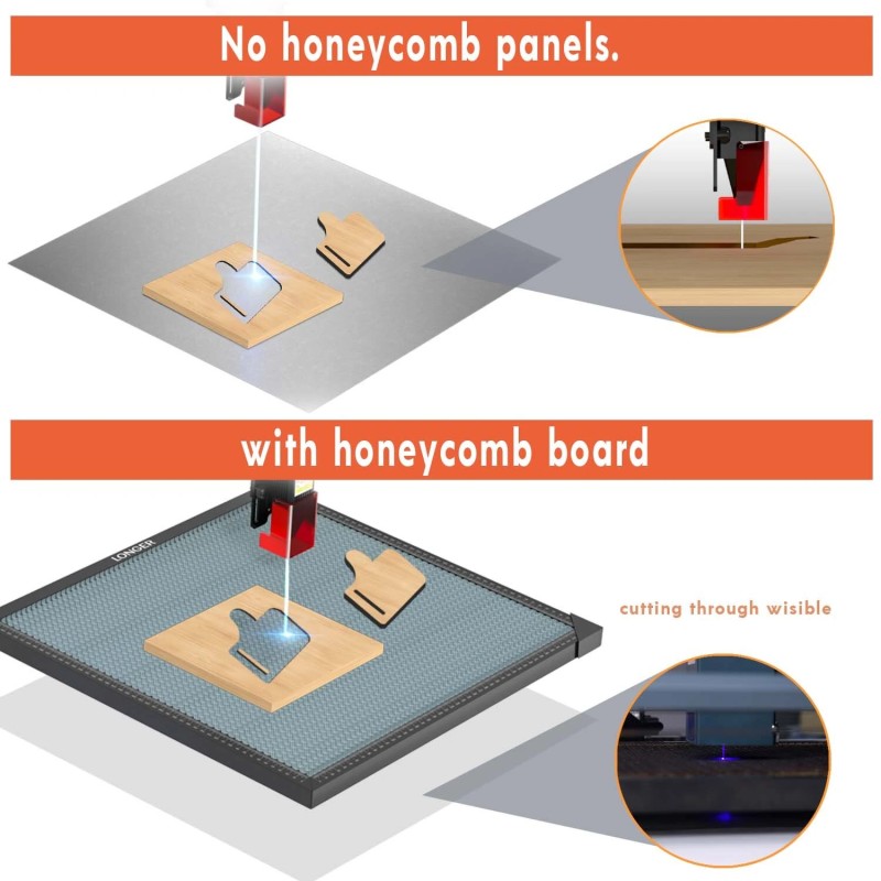 Suuri 400×400 mm hunajakennopaneeli laserkaiverrukseen teräs-alumiini savunpoisto
