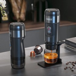 HiBREW kannettava kahvinkeitin autoon ja kotiin 12V-käyttöinen espresso yhteensopiva Nespresso- ja Dolce Gusto -kapseleille
