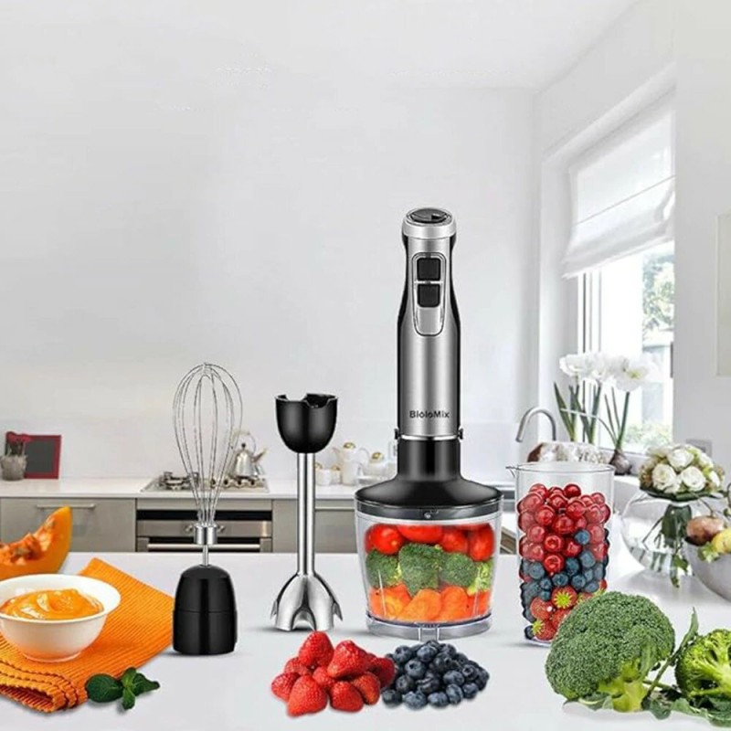 BioloMix nelitoiminen sauvasekoitin 1200 wattia silppuri smoothiekuppi vispilä