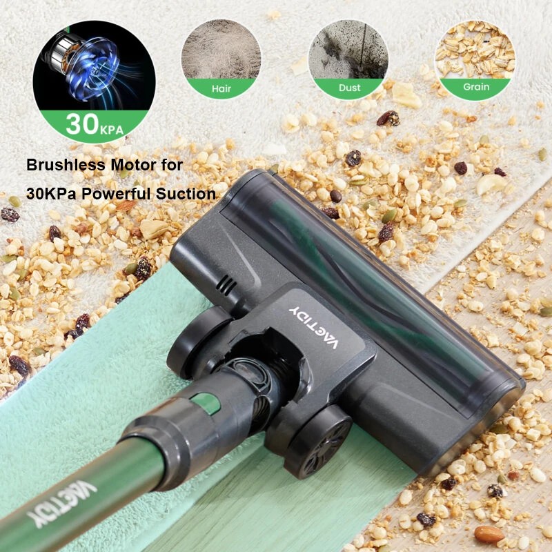 Vactidy V9 PRO johdoton sauvaimuri kevyt 250 watin harjaton moottori jopa 45 minuutin akunkesto LED-valolla