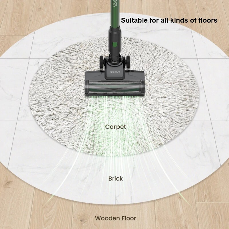 Vactidy V9 PRO johdoton sauvaimuri kevyt 250 watin harjaton moottori jopa 45 minuutin akunkesto LED-valolla