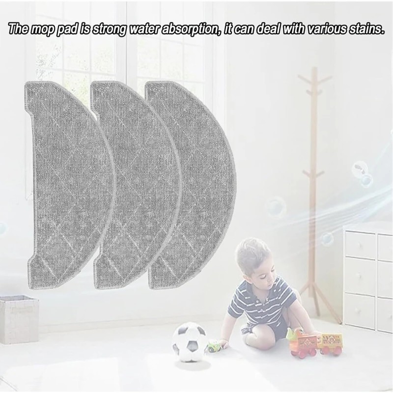 Moppityynyt 3 kpl mikrokuitu pestävät uudelleenkäytettävät Proscenic Q8 MAX-yhteensopiva