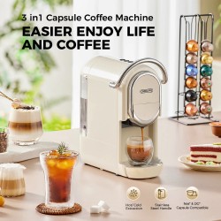 CAFELFFE MK609 kolmitoiminen espressokone 19 baarin uutto PID-säätö NS- ja DG-kapseleille sekä jauhetulle kahville