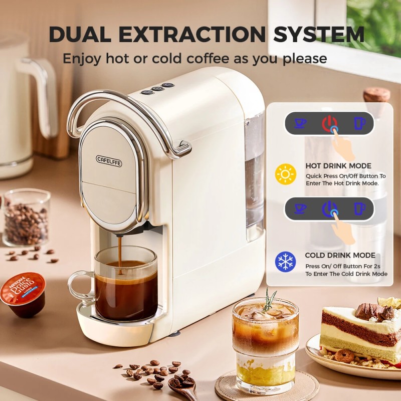 CAFELFFE MK609 kolmitoiminen espressokone 19 baarin uutto PID-säätö NS- ja DG-kapseleille sekä jauhetulle kahville