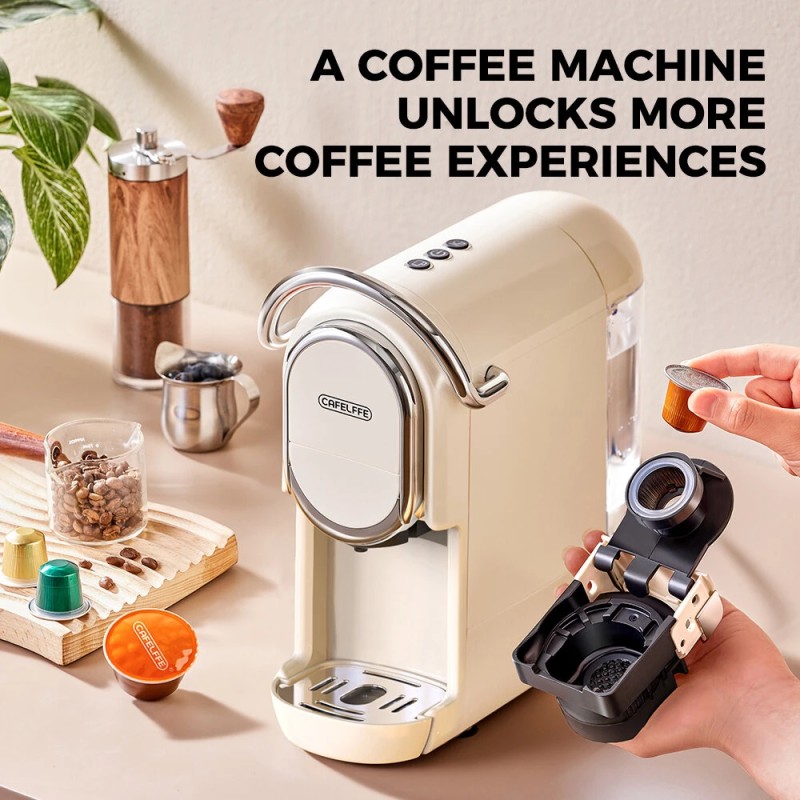 CAFELFFE MK609 kolmitoiminen espressokone 19 baarin uutto PID-säätö NS- ja DG-kapseleille sekä jauhetulle kahville